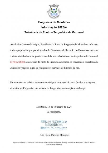 Informa&ccedil;&atilde;o 04-2026 Toler&acirc;ncia de ponto 