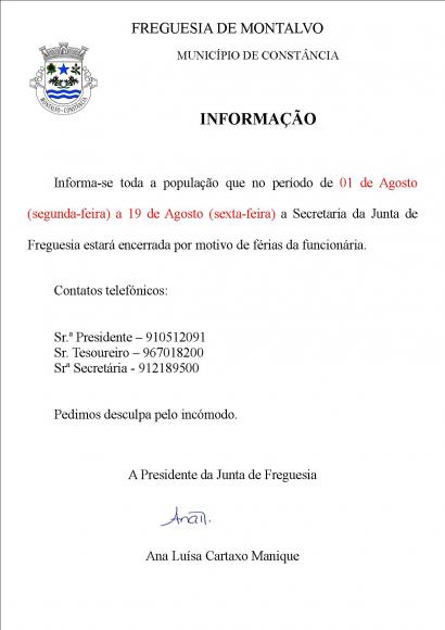 Informa&ccedil;&atilde;o F&eacute;rias